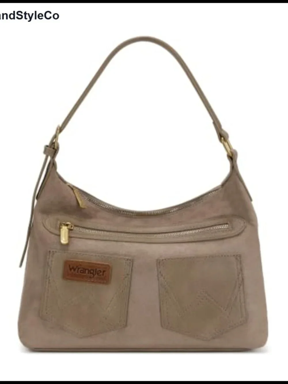 Faux Suede Slouchy Hobo Shoulder Bag Crossbody Purse with Zip Pockets